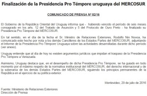 comunicado uruguay