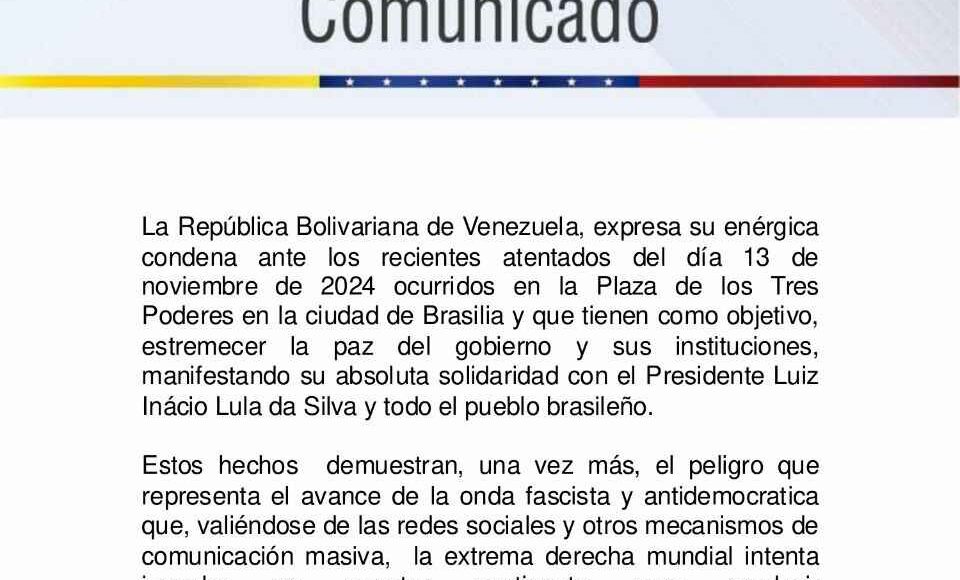 venezuela-condena-los-atentados-frente-al-tribunal-supremo-de-brasil-162628